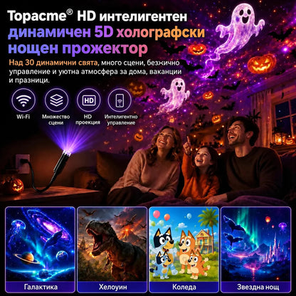 Topacme USB 5D холографски нощен проектор - главна снимка