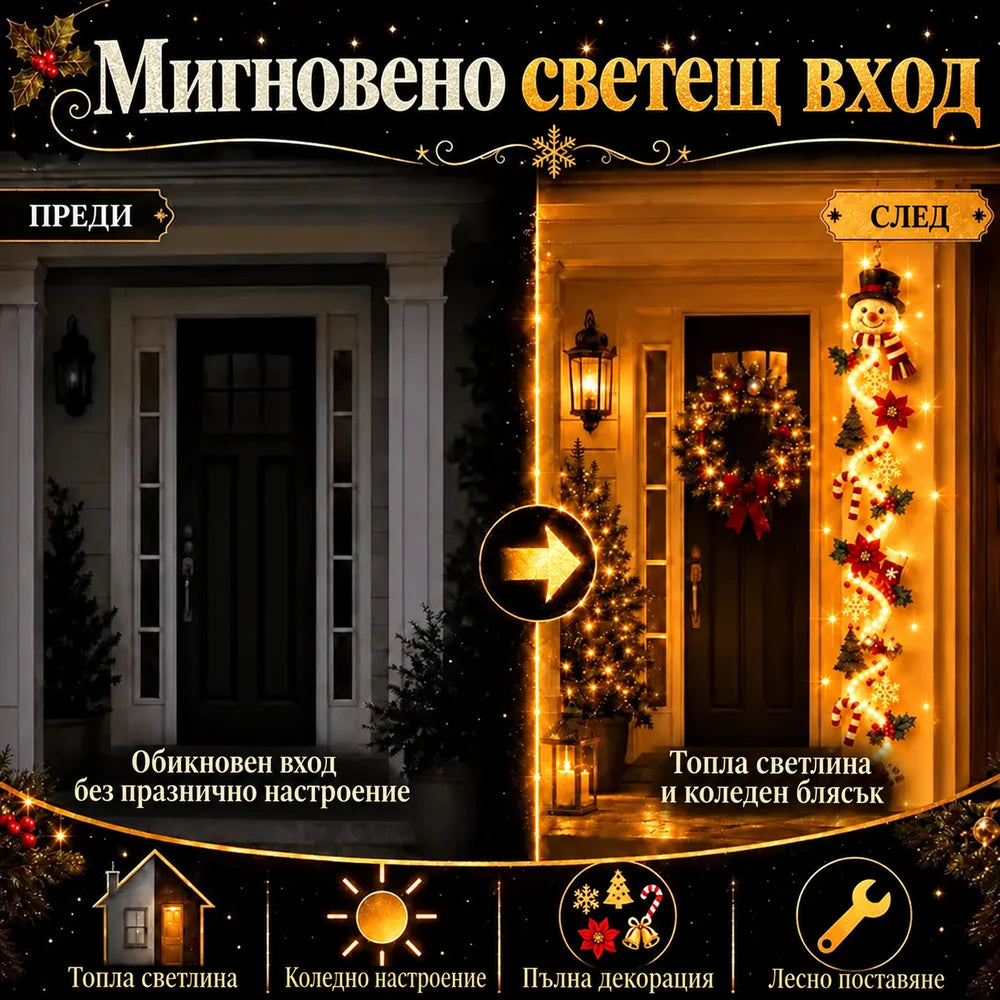 Светеща коледна украса за врата