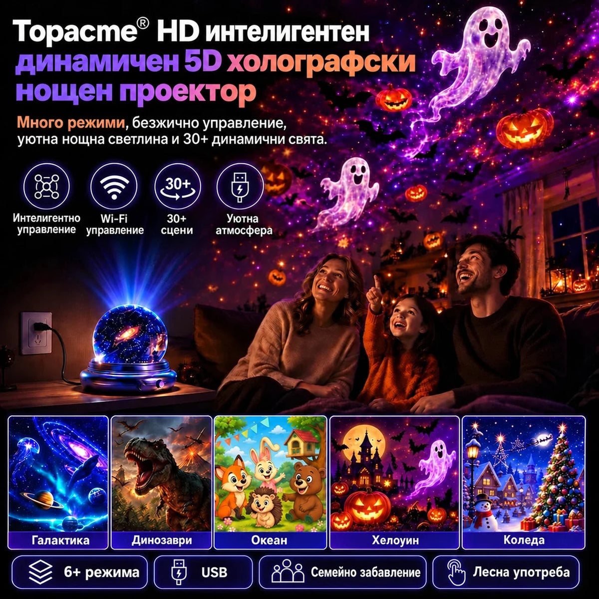 Topacme 5D нощен проектор - главна снимка