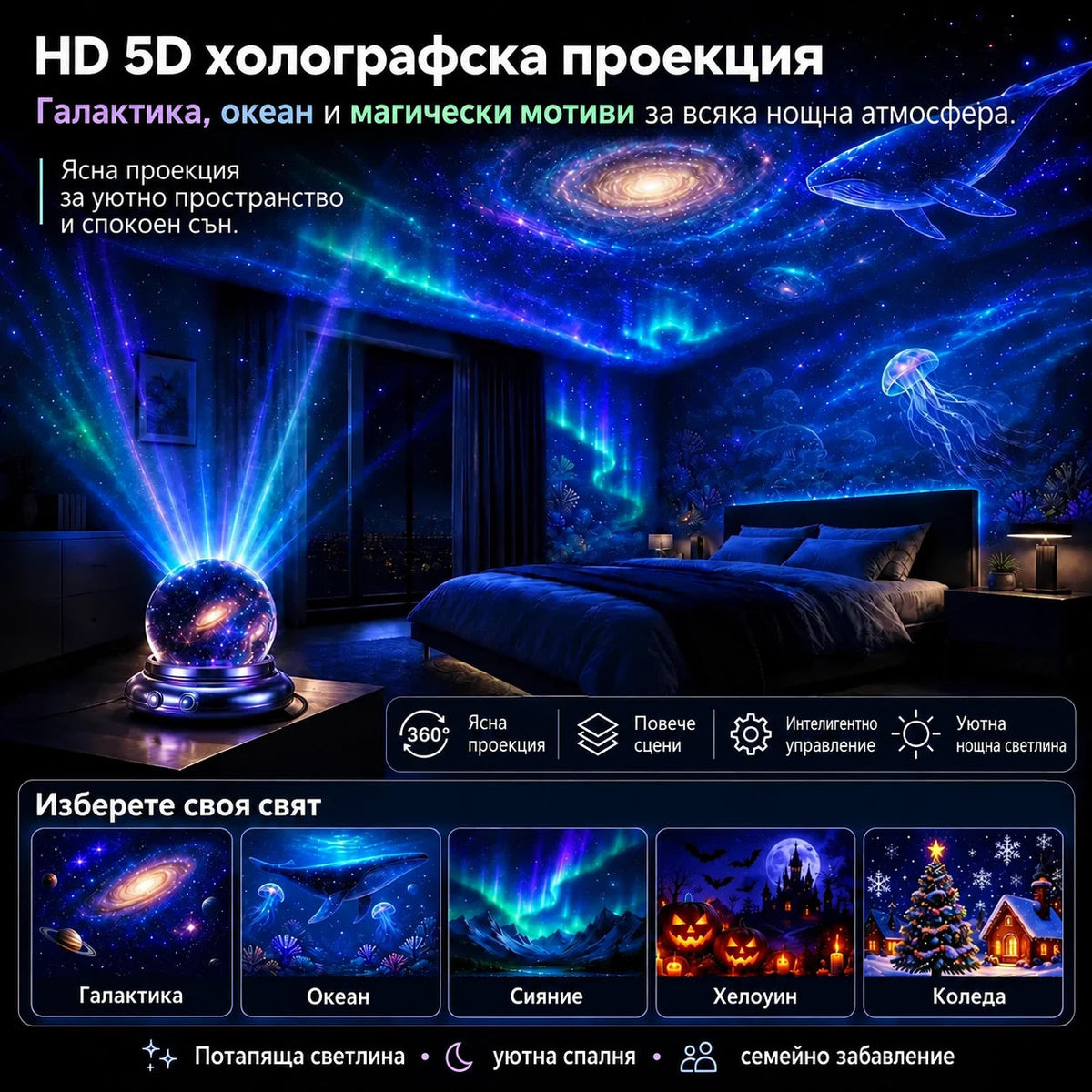 Topacme проектор - HD 5D холографска проекция