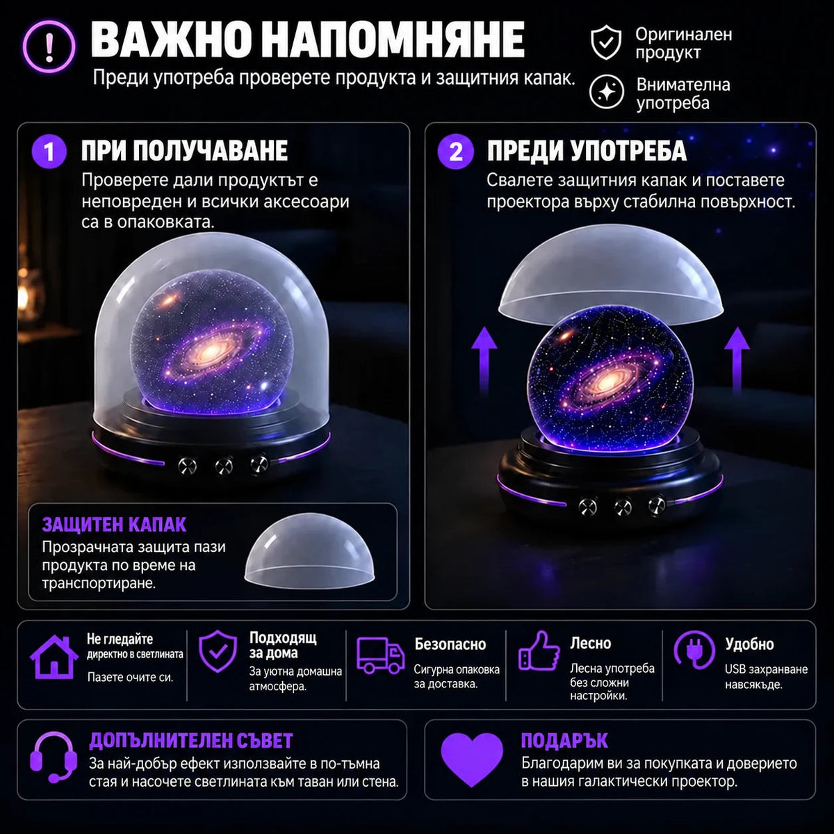 Topacme проектор - важно напомняне